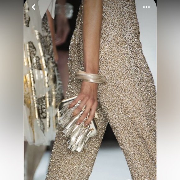Badgley Mischka Runway Fully Beaded Ivory Pants - Picture 9 of 10